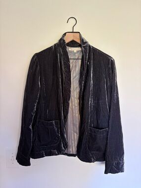 XiRENA Velvet Open-Front Jacket in Charcoal Gray